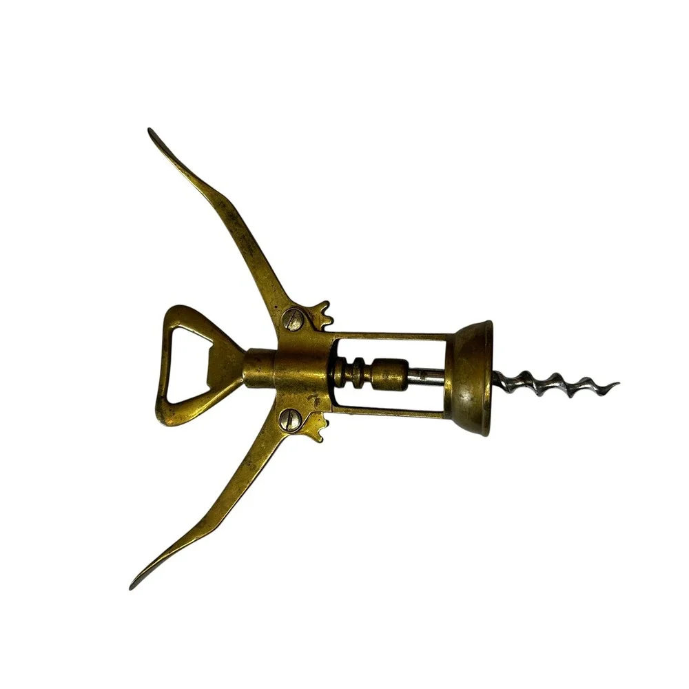 Vintage Brass Wing Corkscrew Wine Bottle Opener Made in Italy Mid Century‎ MCM
